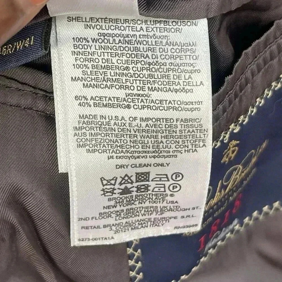 Brooks Brothers Estrato Gray Madison Fit Wool Sport Coat Blazer  46R/W41 - Picture 6 of 6